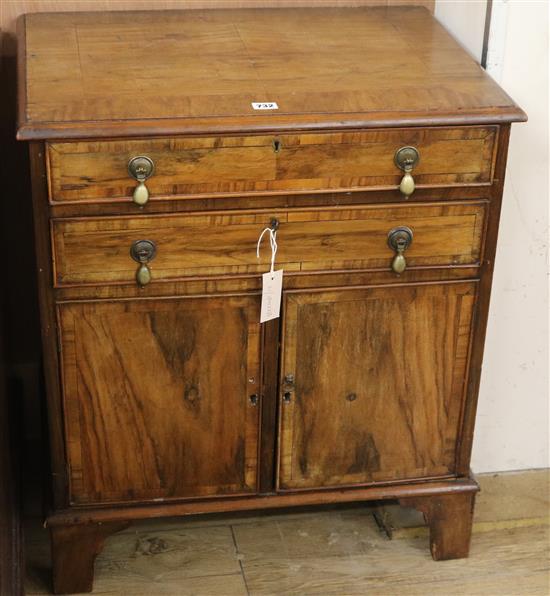 A Regency banded mahogany chest (formerly a night cupboard), W.65cm